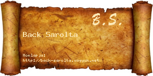 Back Sarolta névjegykártya